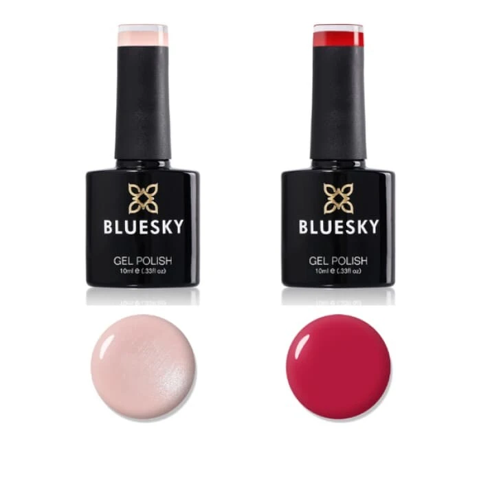 Bluesky Gel Polish Duo "Soul Mate" - Bare Lingerie & Pastel Red 1 Bluesky Gel Polish Duo "Soul Mate" - Bare Lingerie & Pastel Red