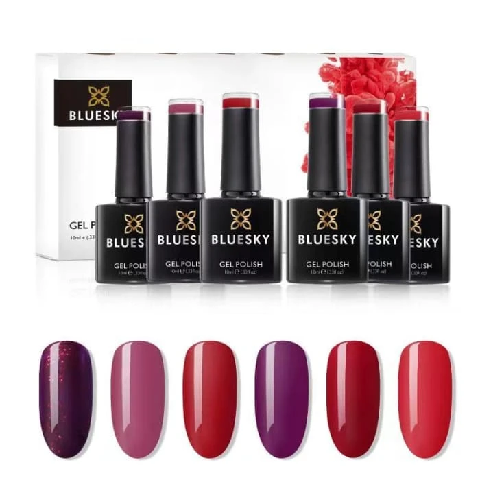 Bluesky Red Gel Polish Set 6 X 10ml 1 Bluesky Red Gel Polish Set 6 X 10ml