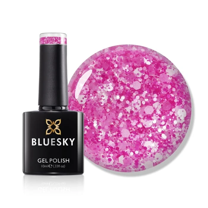 Bluesky Gel Polish - Glitter Neon 10 - Hot Pink 1 Bluesky Gel Polish - Glitter Neon 10 - Hot Pink