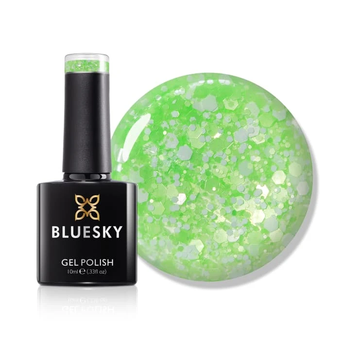 Bluesky Gel Polish - Glitter Neon 06 - Lime Green 1 Bluesky Gel Polish - Glitter Neon 06 - Lime Green