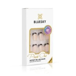 Square Black French Tip - Press On Nails Set -Bluesky Cosmetics PRESSONS05 SWATCH