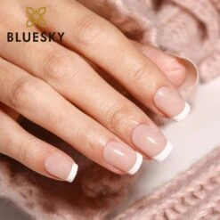 Square Classic French Tip - Press On Nails Set -Bluesky Cosmetics PRESS ONS 03 MARKETING 01