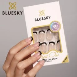 Square Black French Tip - Press On Nails Set -Bluesky Cosmetics PRESS ONS 05 MARKETING 02