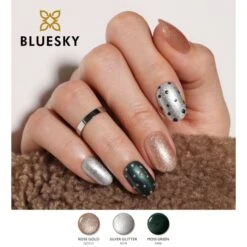 Bluesky Gel Polish - ROSE GOLD - QCG15 -Bluesky Cosmetics RoseGold SilverGlitter MossGreen