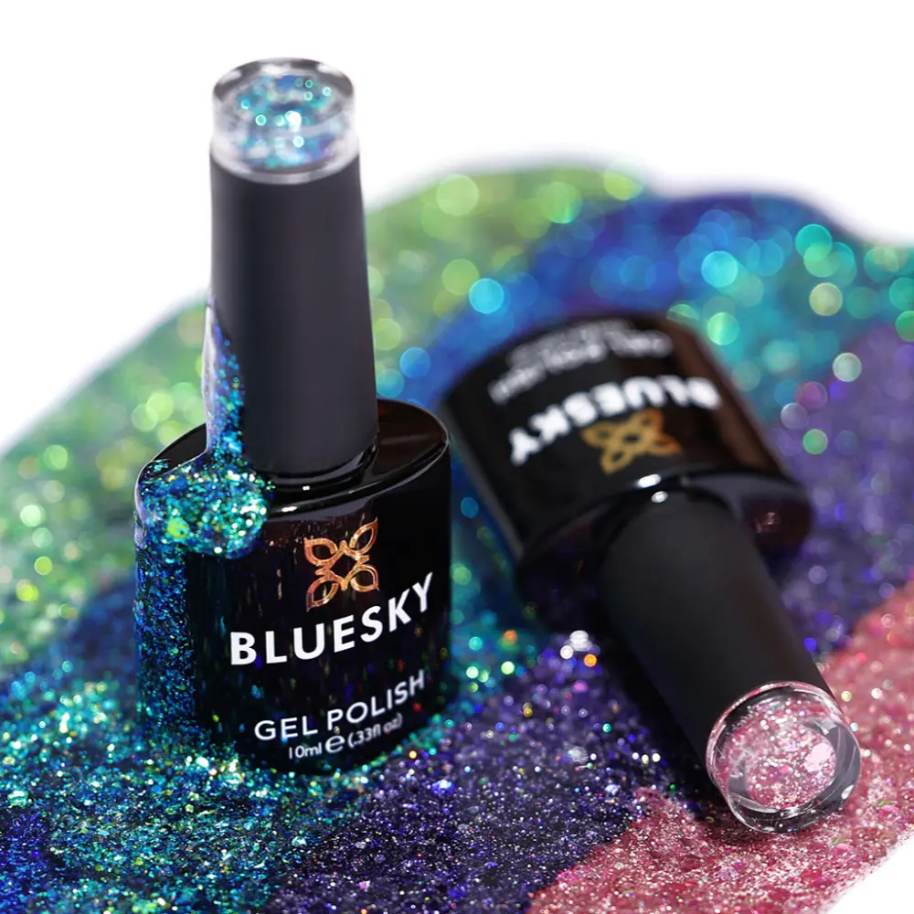 Bluesky Cosmetics -Bluesky Cosmetics diamonds are a girls best friend sparkling gel polish with shimmer peacock
