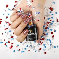 Bluesky Limited Edition Gel Polish - United Blingdom -Bluesky Cosmetics united blingdom uk 10 year anniversary set blue glitter bright chunky gel polish bluesky cosmetics nail care 605